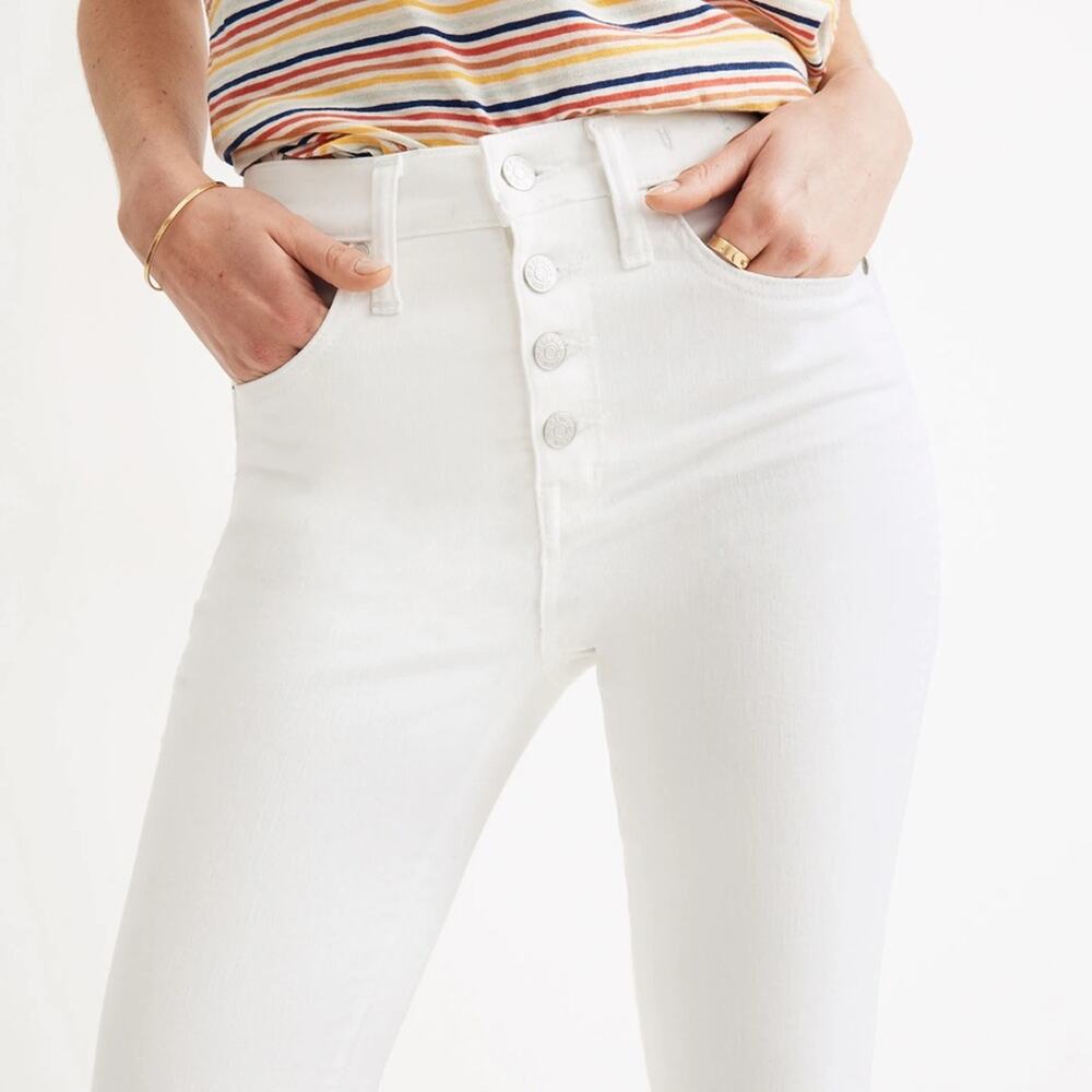 Madewell 10" High-Rise Skinny Jeans in Pure White: Step-Hem Edition Women’s 24 - Picture 2 of 15